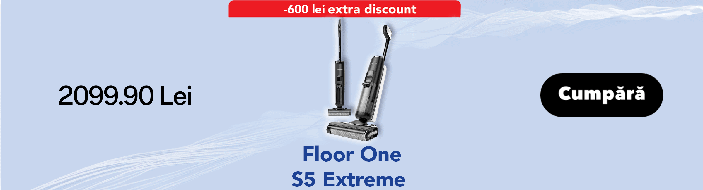 Alt text: Aspira și șterge podelele în același timp cu Tineco Floor One S5 Extreme, o aspirator multifuncțional pentru curățenie rapidă și eficientă.