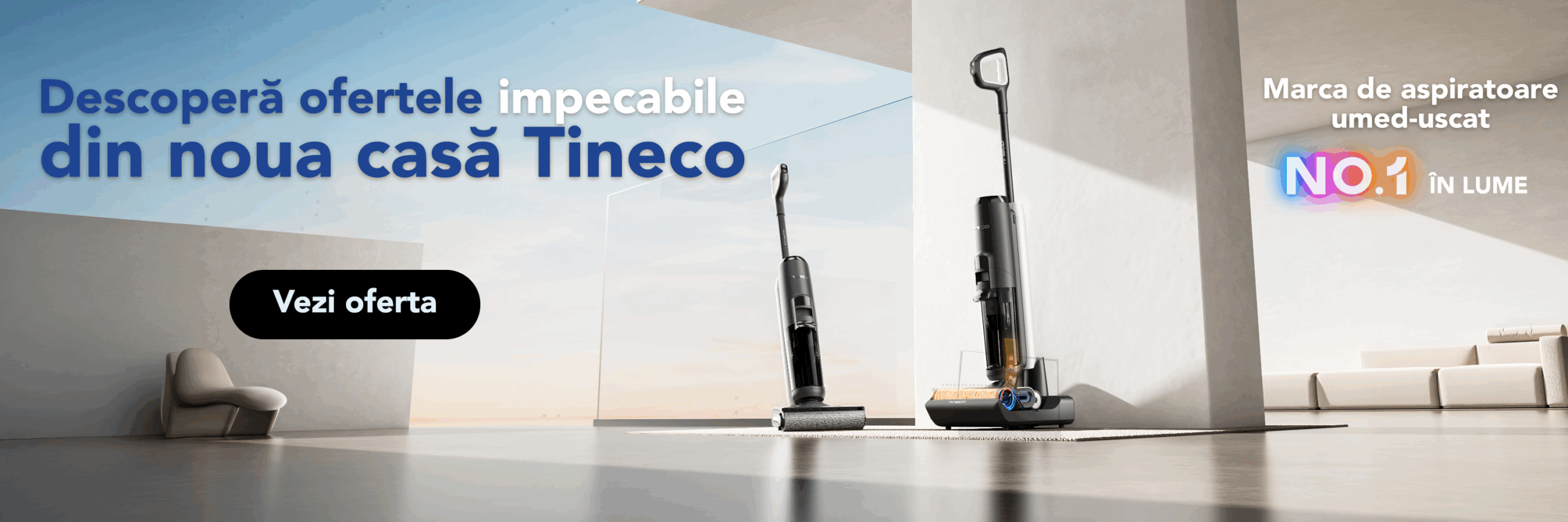 Tineco aspirator smart pentru podea, funcție de aspirare și șters în același timp, ideal pentru curățenie rapidă și eficientă în casă.