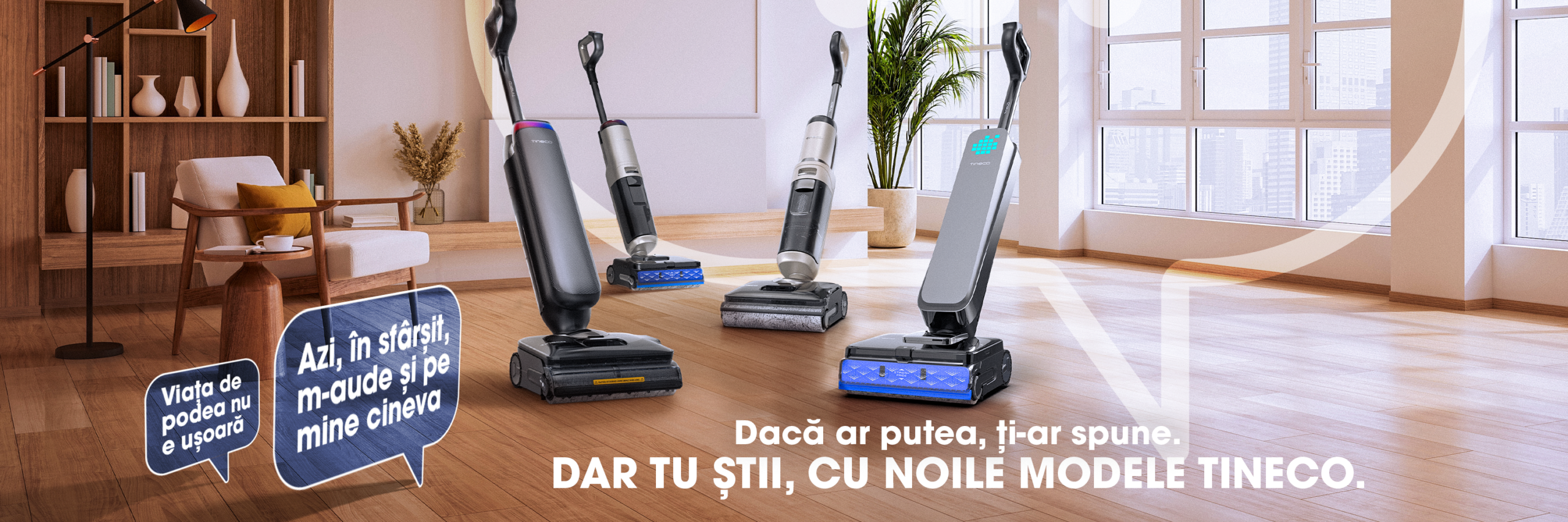 Tineco Smart floor washers carează și șterg podelele în același timp, ideale pentru curățenie rapidă și eficientă în locuințe moderne.